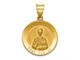 14K Yellow Gold Polished and Satin St Nicholas Medal Hollow Pendant
