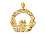 14k Yellow Gold Textured Claddagh Pendant