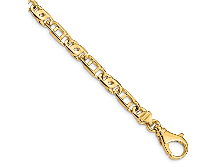 14k Yellow Gold 5.5mm Hand-polished Fancy Link Bracelet
