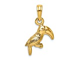 14k Yellow Gold 3D Textured and Polished Toucan Bird Pendant