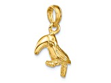 14k Yellow Gold 3D Textured and Polished Toucan Bird Pendant