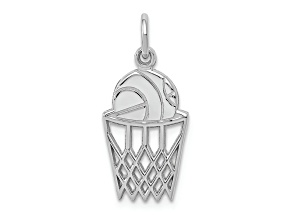 Rhodium Over 14k White Gold Textured and Brushed Basketball Charm