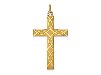 Picture of 14k Yellow Gold Textured Laser Designed Cross Pendant