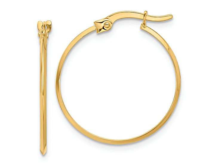 14k Yellow Gold Polished 15/16" Knife Edge Hoop Earrings