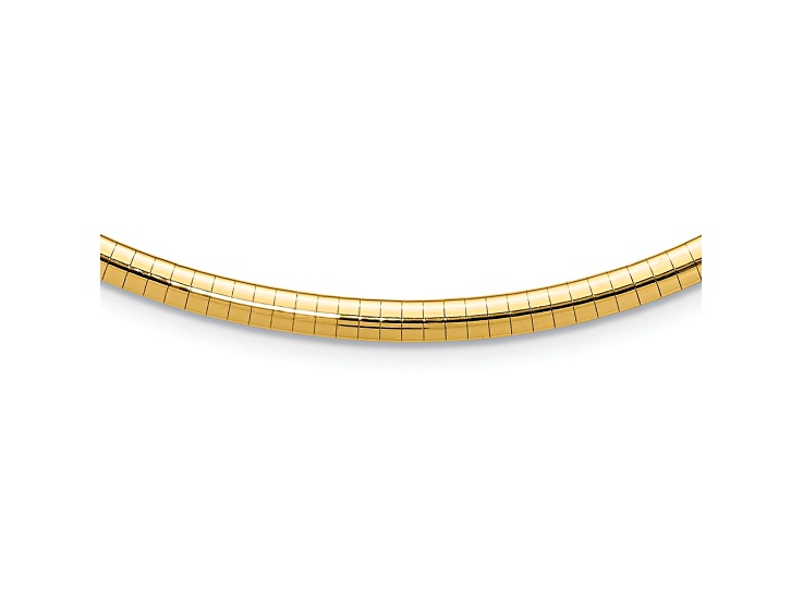10k Yellow Gold 4mm Domed Omega 16 Inch Necklace