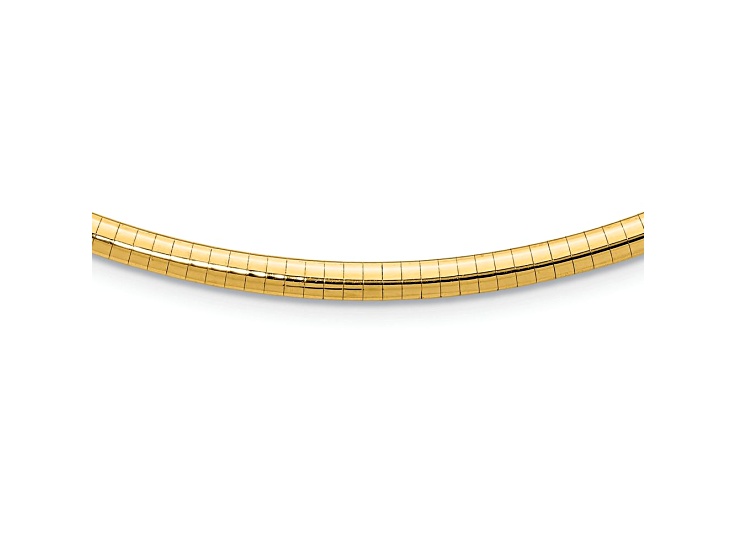 10k Yellow Gold 4mm Domed Omega 18 Inch Necklace