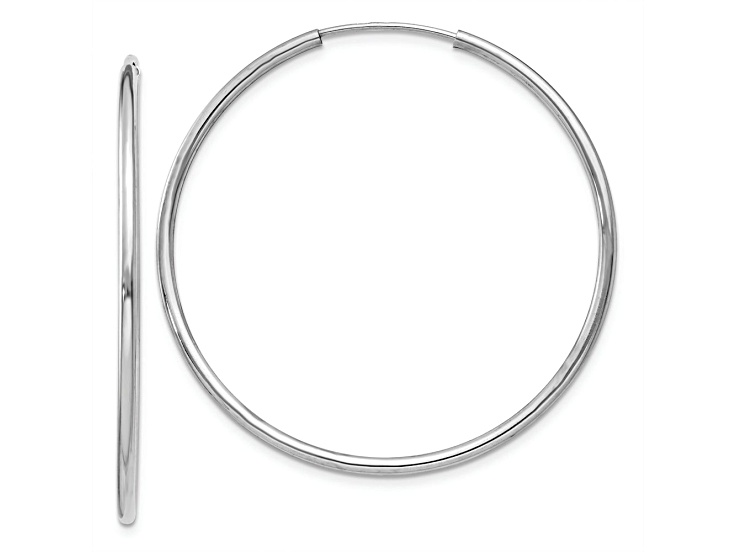 Rhodium Over 14k White Gold Polished 1 1/2" Endless Hoop Earrings