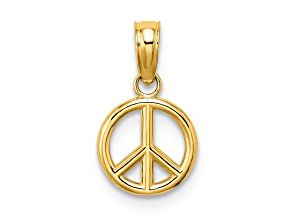 10K Yellow Gold 3D Peace Symbol Charm