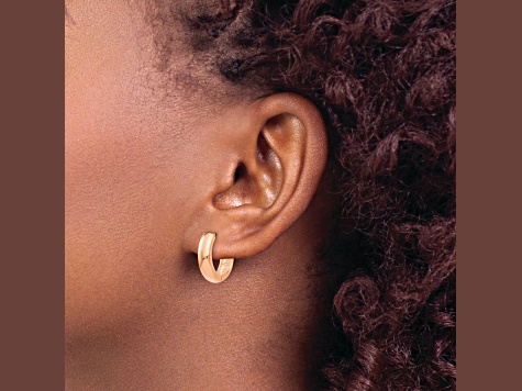 14k Rose Gold 9/16" Round Hinged Hoop Earrings