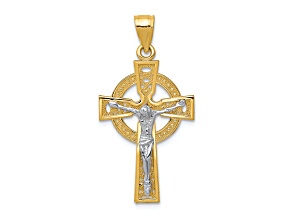 14K Yellow and White Gold Iona Crucifix Pendant