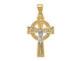 14K Yellow and White Gold Iona Crucifix Pendant