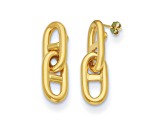 14K Yellow Gold Anchor Link Dangle Post Earrings