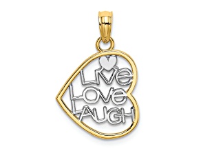 14K Two-tone Gold  Live Love Laugh in Heart Charm