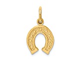 14k Yellow Gold Textured Horseshoe Pendant