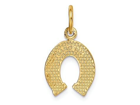 14k Yellow Gold Textured Horseshoe Pendant