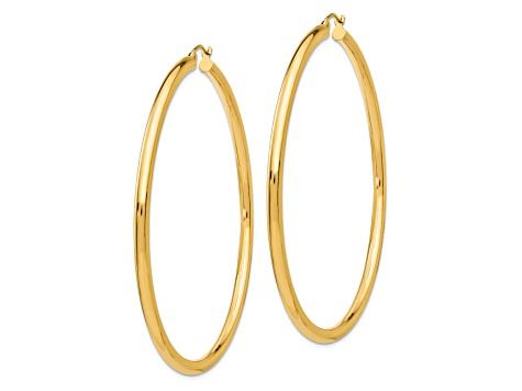 10k Yellow Gold Polished 2 9/16" Tube Hoop Earrings