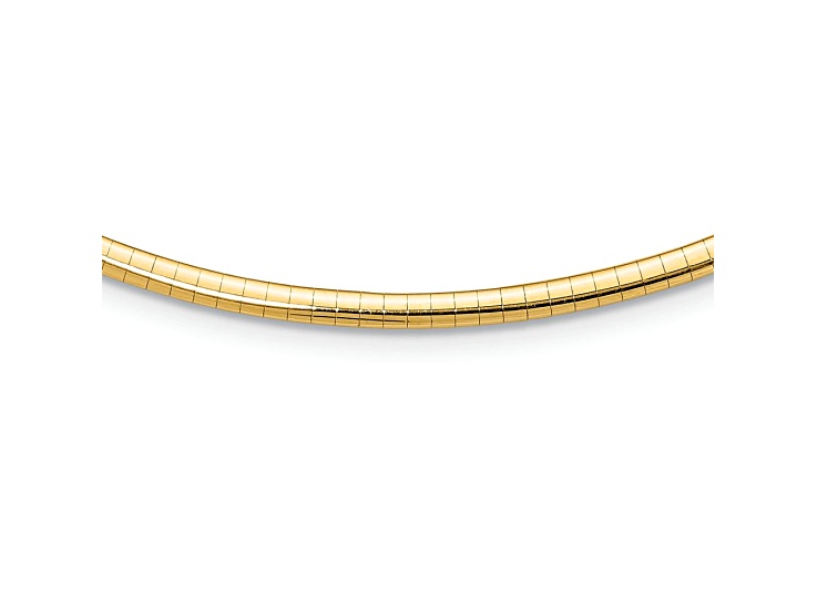 10k Yellow Gold 3mm Domed Omega 18 Inch Necklace