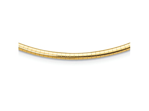 10k Yellow Gold 3mm Domed Omega 18 Inch Necklace