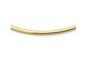 10k Yellow Gold 3mm Domed Omega 18 Inch Necklace