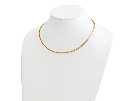 10k Yellow Gold 3mm Domed Omega 18 Inch Necklace