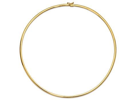 10k Yellow Gold 3mm Domed Omega 18 Inch Necklace