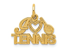 14k Yellow Gold Textured I HEART TENNIS Charm