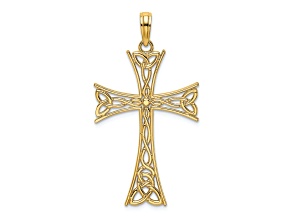 10K Yellow Gold Polished Celtic Knot Cross Charm