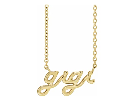 14K Yellow Gold Lowercase Script gigi Necklace, 18 Inches.