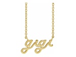 14K Yellow Gold Lowercase Script gigi Necklace, 18 Inches.