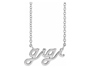 Sterling Silver Lowercase Script gigi Necklace, 18 Inches.