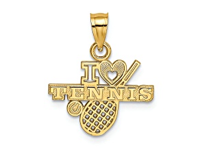 14k Yellow Gold Textured I Love (Heart) Tennis Charm