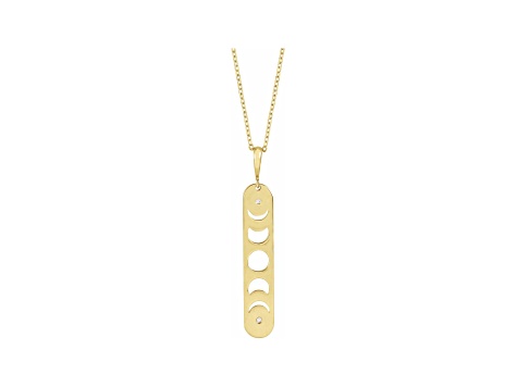 14K Yellow Gold Diamond Accent Moon Phases Pendant With Chain