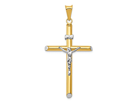 14k Yellow Gold and 14k White Gold INRI Crucifix Pendant