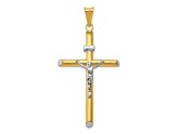 14k Yellow Gold and 14k White Gold INRI Crucifix Pendant