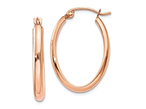 10k Rose Gold 1" Polished Half-Round Oval Hoop Earrings