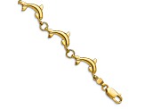 14k Yellow Gold Polished Dolphin Bracelet