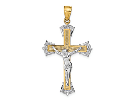 14K Yellow and White Gold Crucifix Pendant