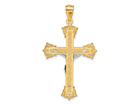 14K Yellow and White Gold Crucifix Pendant