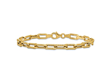 Picture of 14K Yellow Gold Polished and Textured Fancy Link Bracelet