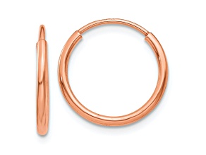14k Rose Gold 9/16" Polished Endless Hoop Earrings