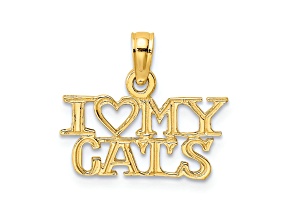 14K Yellow Gold I HEART MY CATS Charm