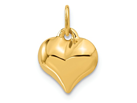 14k Yellow Gold 3D Polished Puffed Heart Pendant