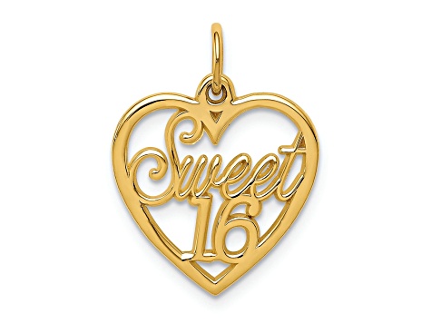 14k Yellow Gold Sweet 16 Heart Pendant