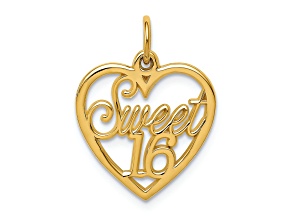14k Yellow Gold Sweet 16 Heart Pendant