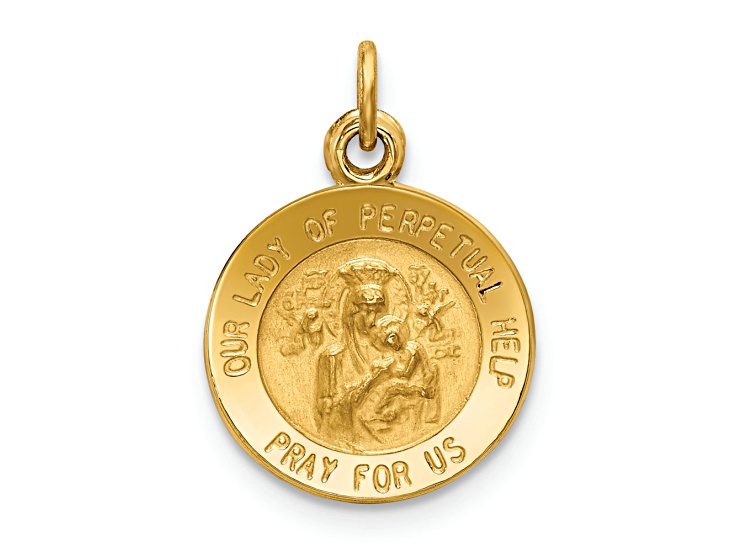 14K Yellow Gold Our Lady of Perpetual Help Medal Charm