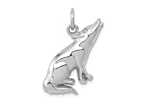 Rhodium over 14k White Gold Wolf Charm
