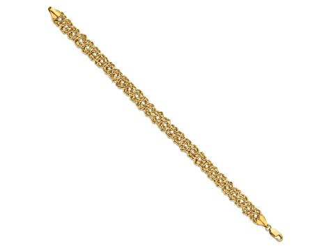 14K Yellow Gold Diamond-cut Braided Rope Chain Bracelet