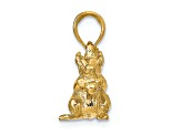 14k Yellow Gold Solid 3D Textured Squirrel with Nut pendant