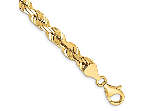 10k Yellow Gold 6.5mm Diamond-Cut Rope Link Bracelet