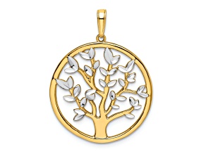14K Two-tone Gold Diamond-Cut Tree of Life Pendant